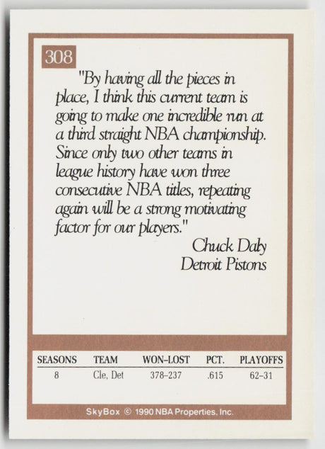 1990-91 SkyBox 308 Chuck Daly