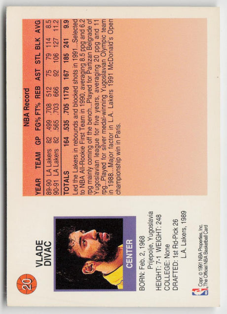 1991-92 Hoops McDonald's 20 Vlade Divac