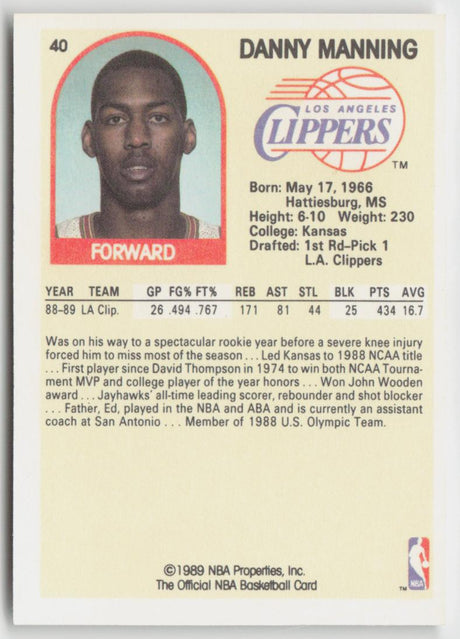 1989-90 Hoops 40 Danny Manning