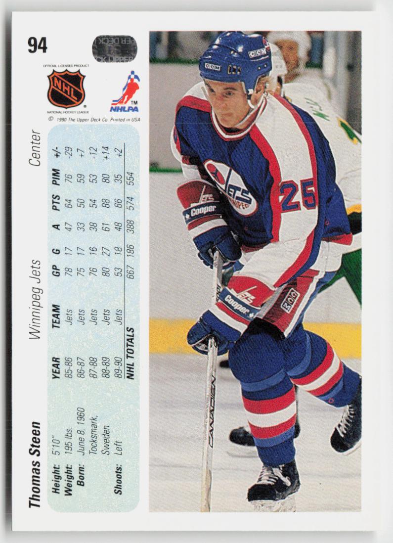 1990-91 Upper Deck #94b Thomas Steen