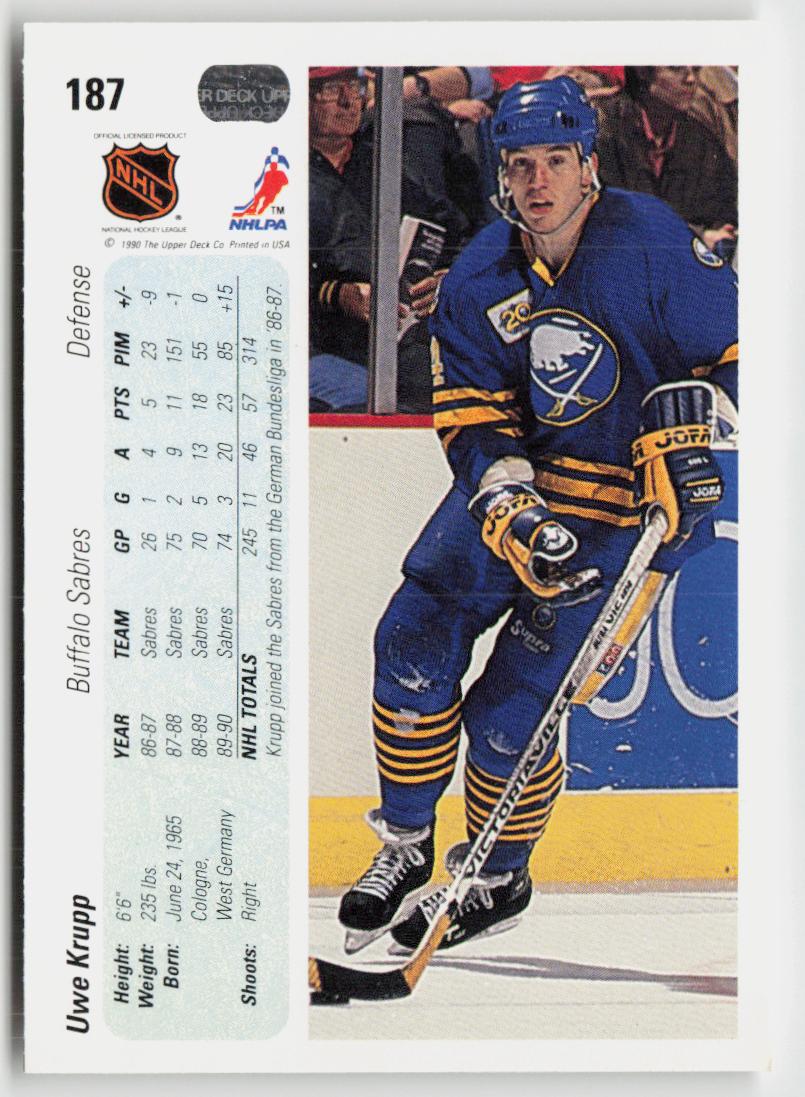 1990-91 Upper Deck #187b Uwe Krupp