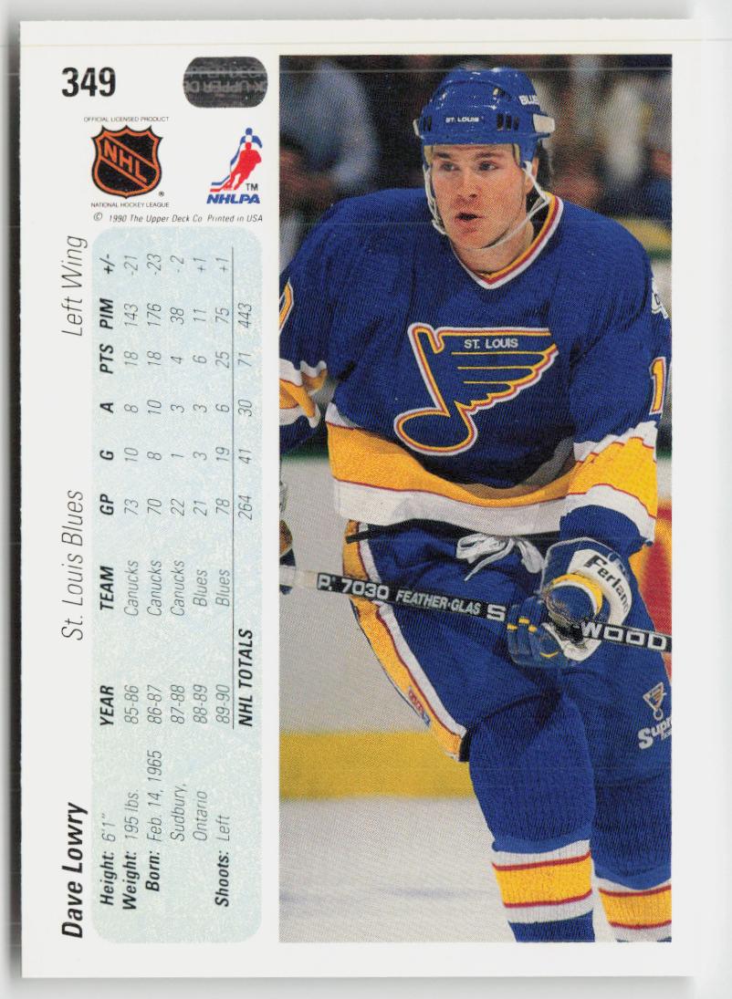 1990-91 Upper Deck #349 Dave Lowry