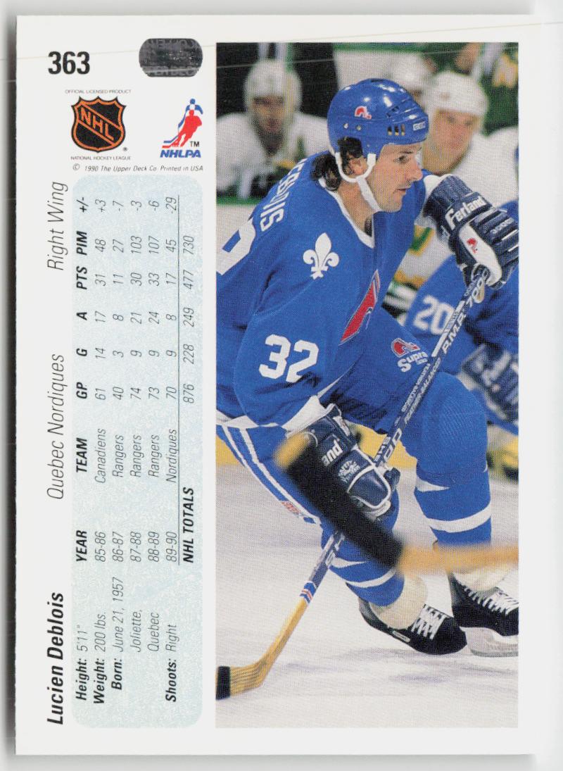 1990-91 Upper Deck #363 Lucien DeBlois