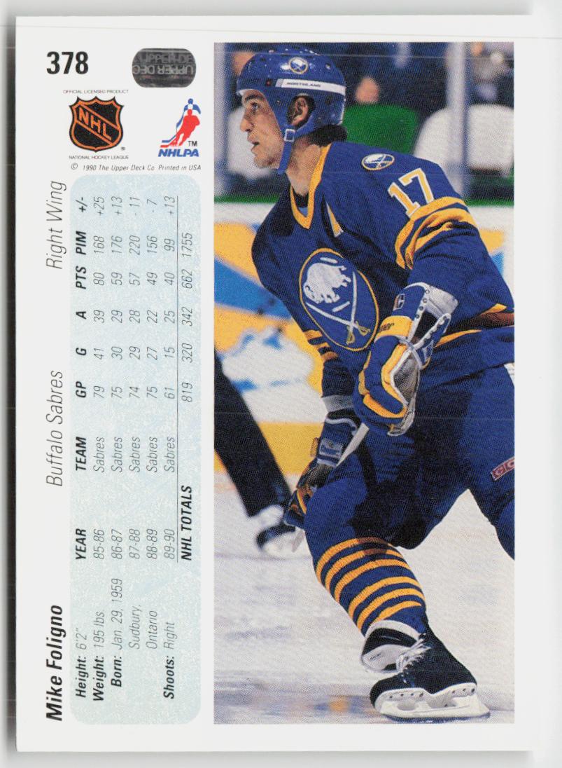 1990-91 Upper Deck #378b Mike Foligno