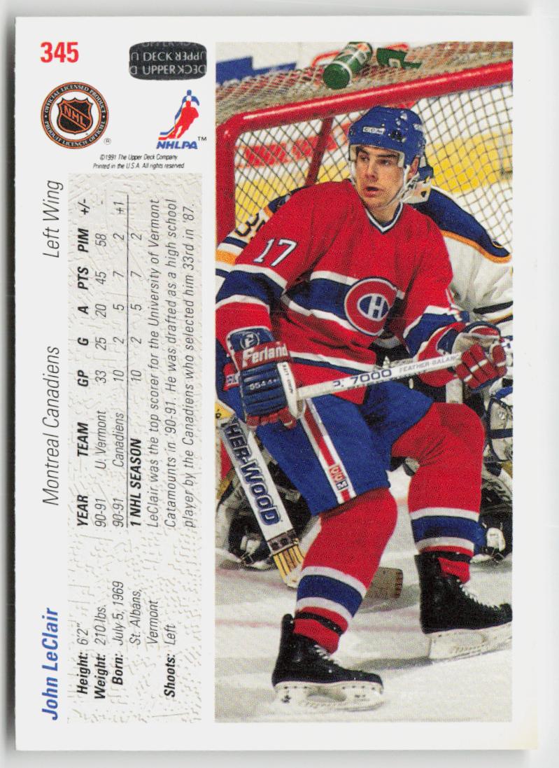 1991-92 upper deck #345 John LeClair
