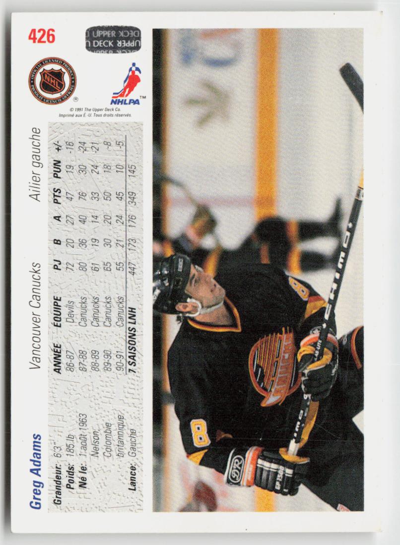 1991-92 Upper Deck French #426 Greg Adams
