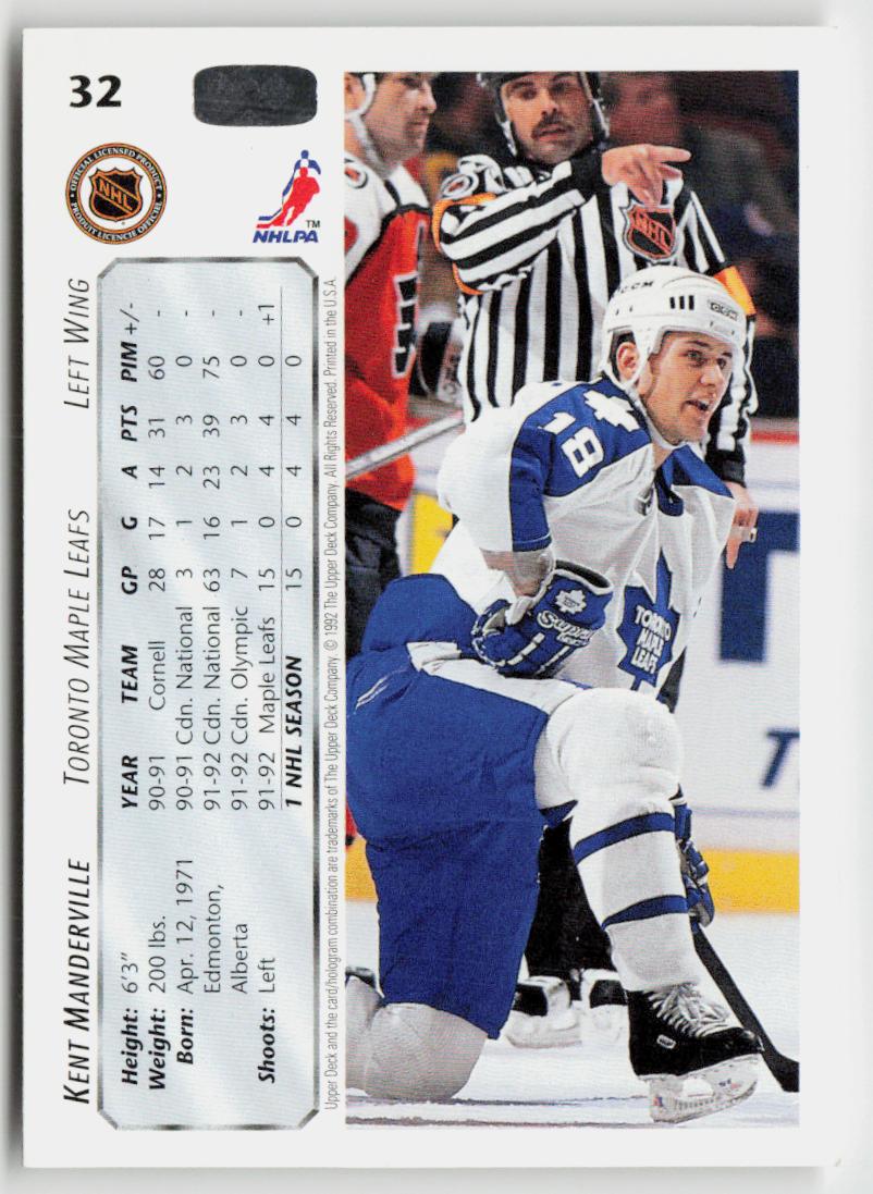 1992-93 Upper Deck #32 Kent Manderville