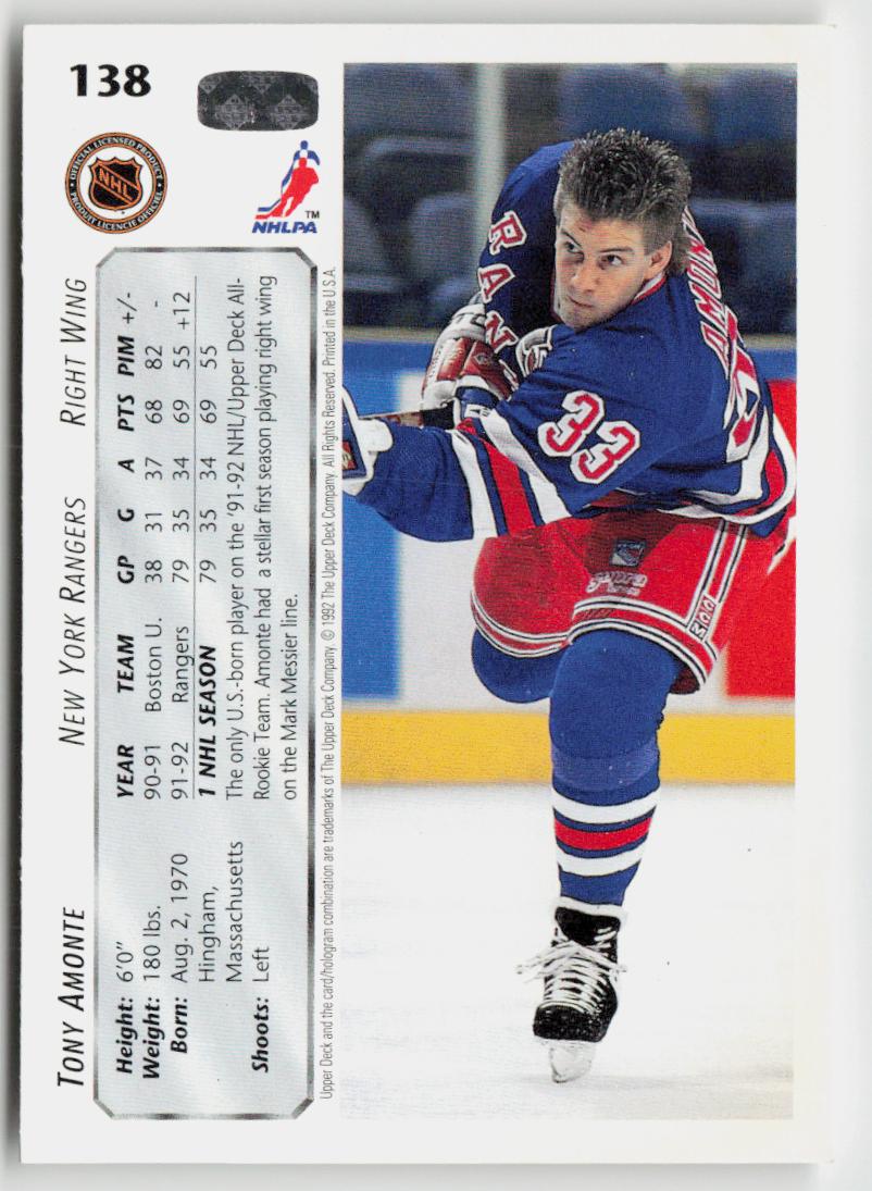 1992-93 Upper Deck #138 Tony Amonte