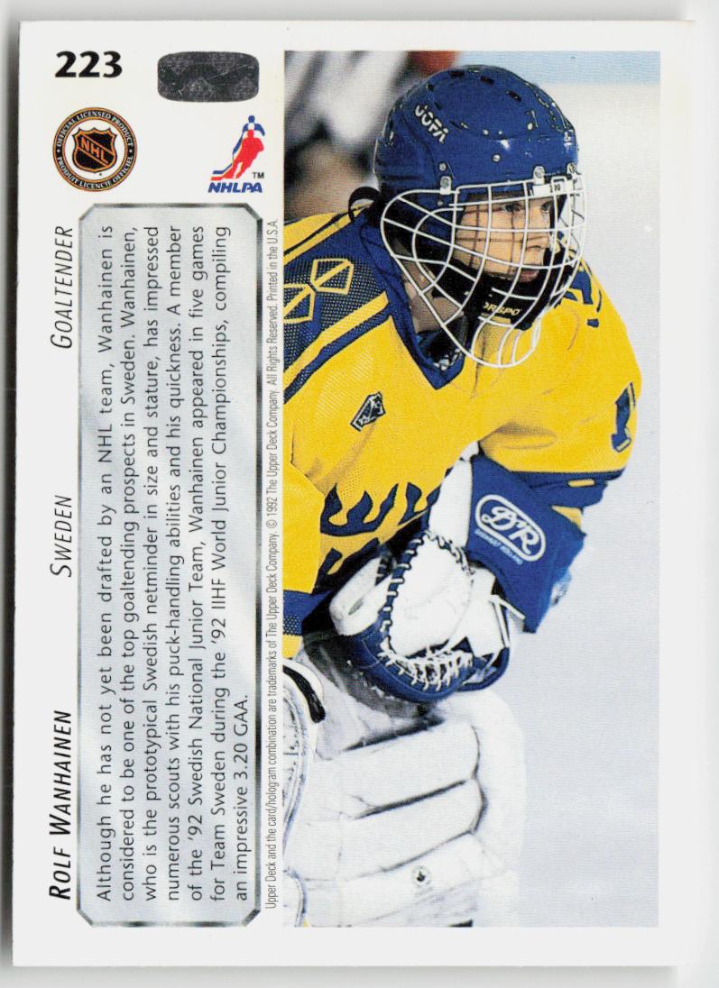 1992-93 Upper Deck #223 Rolf Wanhainen