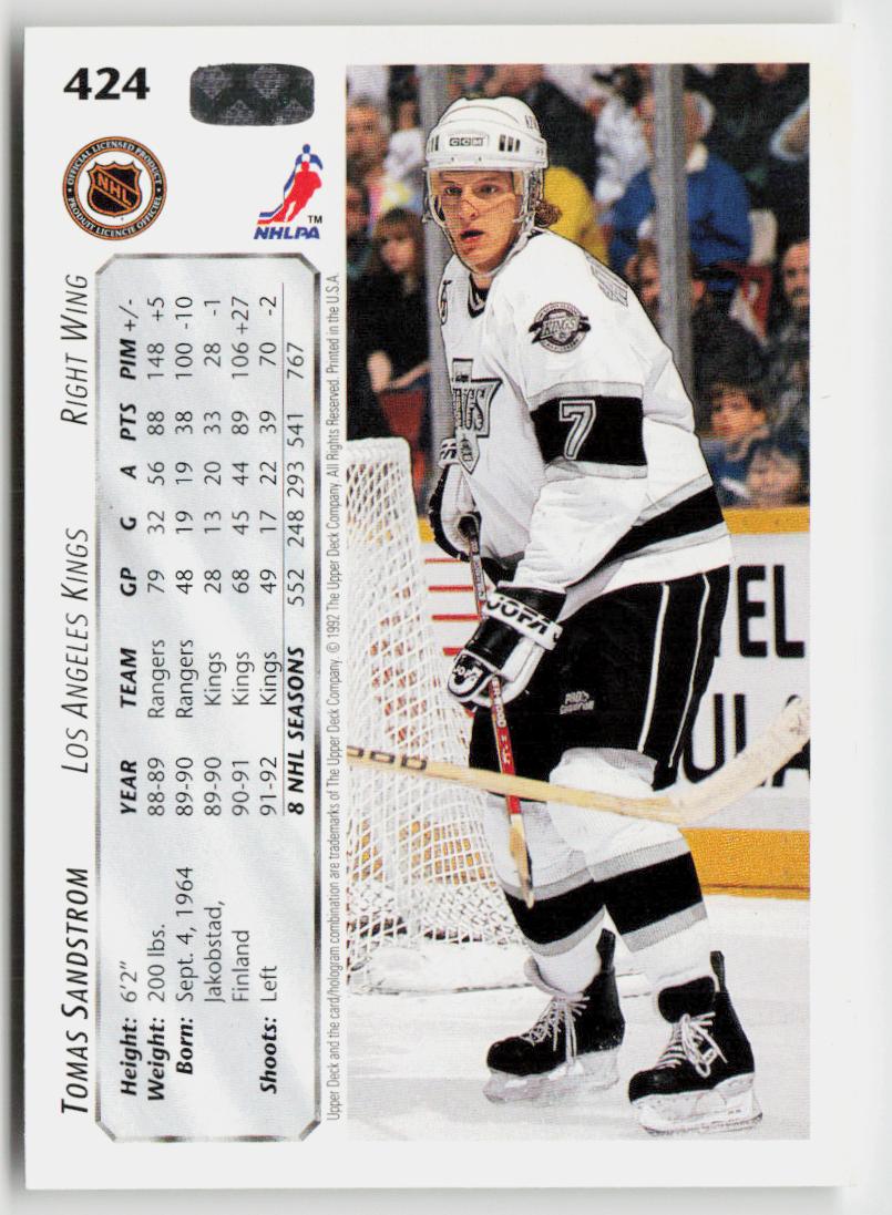 1992-93 Upper Deck #424 Tomas Sandstrom