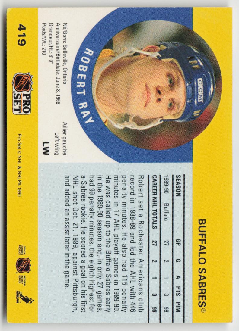 1990-91 Pro Set #419 Robert Ray