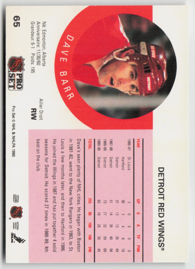 1990-91 Pro Set #65 Dave Barr