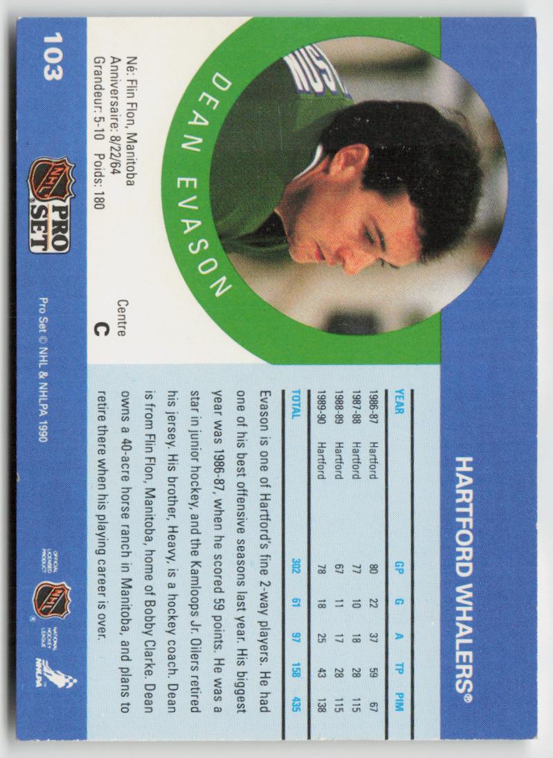 1990-91 Pro Set #103 Dean Evason