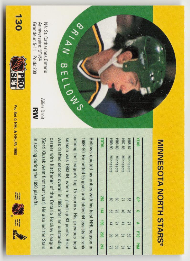 1990-91 Pro Set #130b Brian Bellows