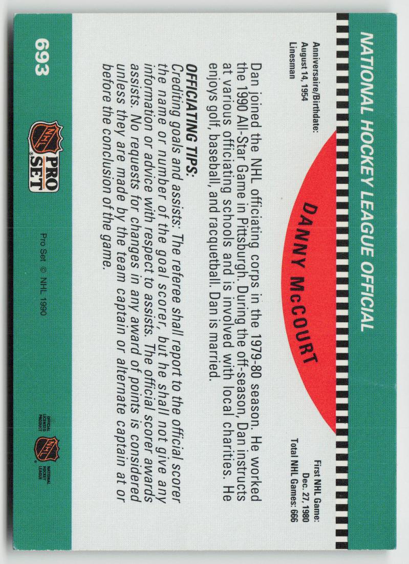 1990-91 Pro Set #693 Dan McCourt