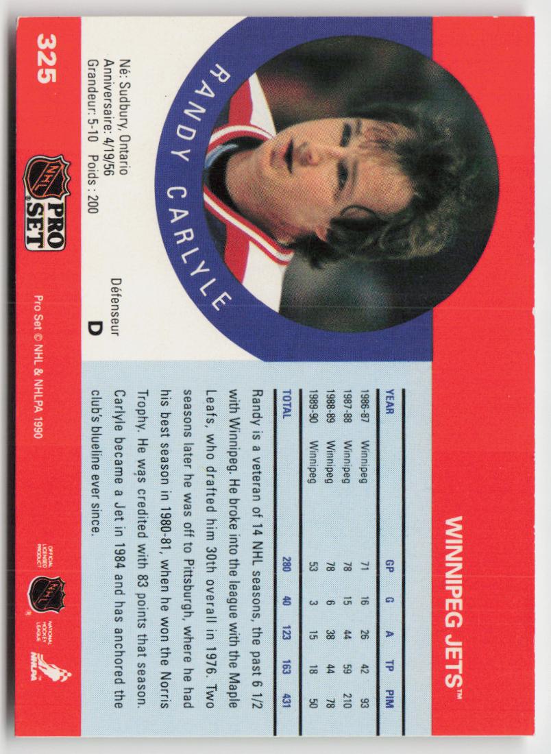 1990-91 Pro Set #325 Randy Carlyle