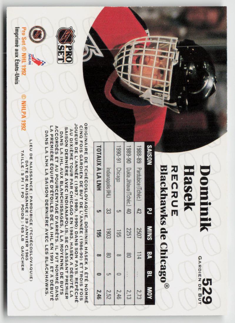 1991-92 Pro Set French #529 Dominik Hasek
