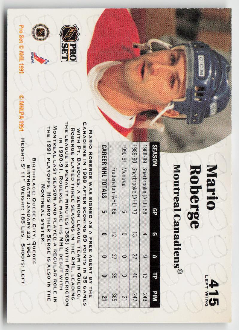 1991-92 Pro Set #415 Mario Roberge