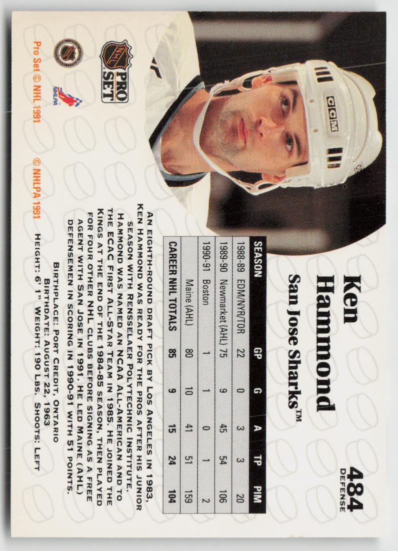 1991-92 Pro Set #484 Ken Hammond