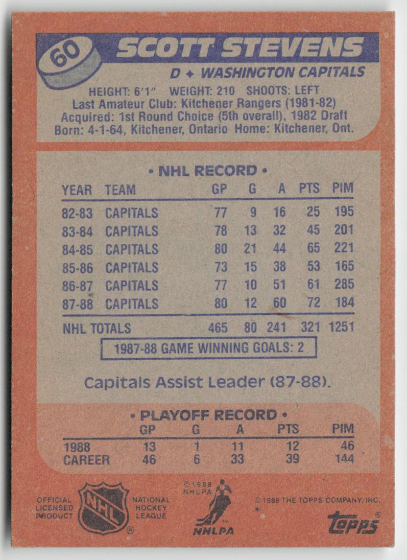 1988-89 Topps #60 Scott Stevens