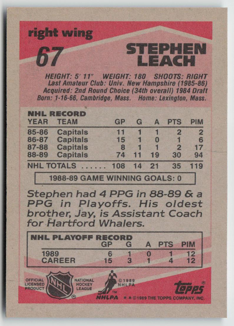 1989-90 Topps #67 Stephen Leach