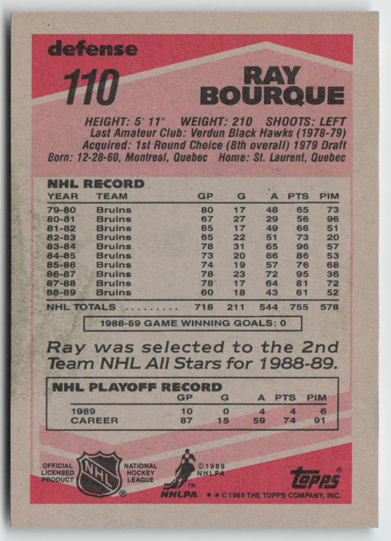 1989-90 Topps #110 Ray Bourque