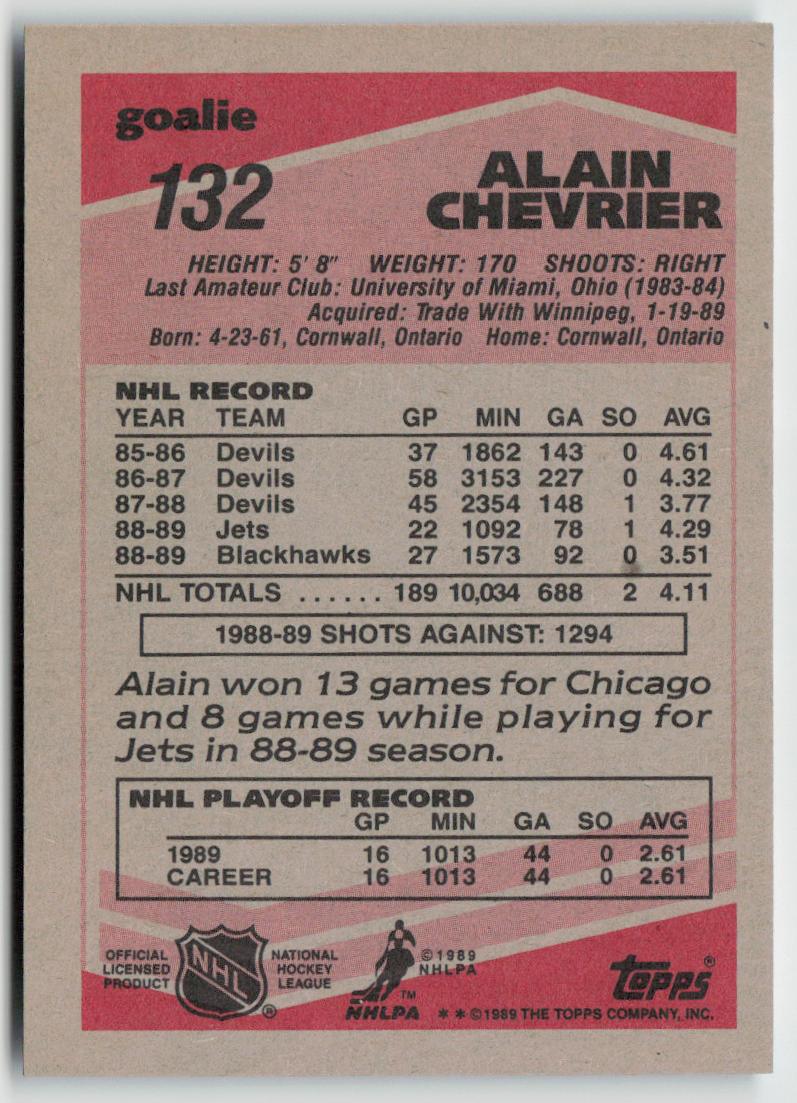 1989-90 Topps #132 Alain Chevrier