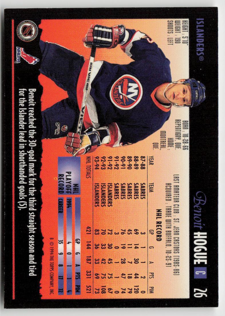 1994-95 Topps Premier #26 Benoit Hogue