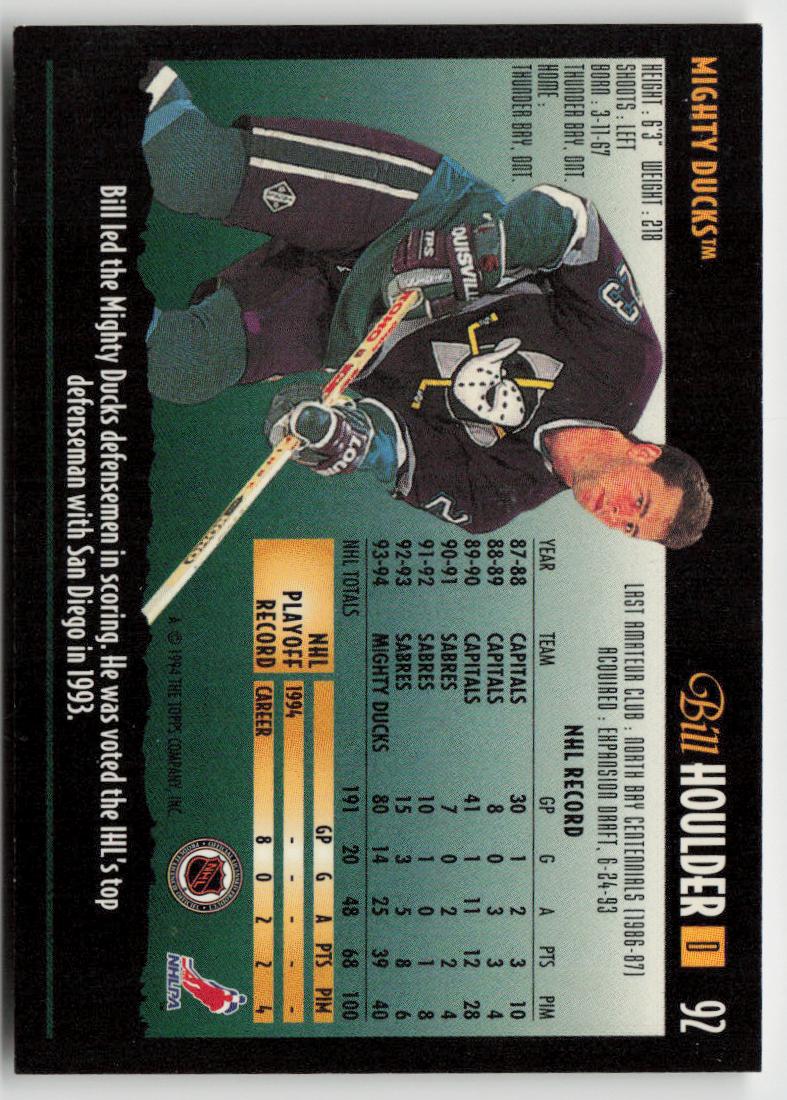1994-95 Topps Premier #92 Bill Houlder