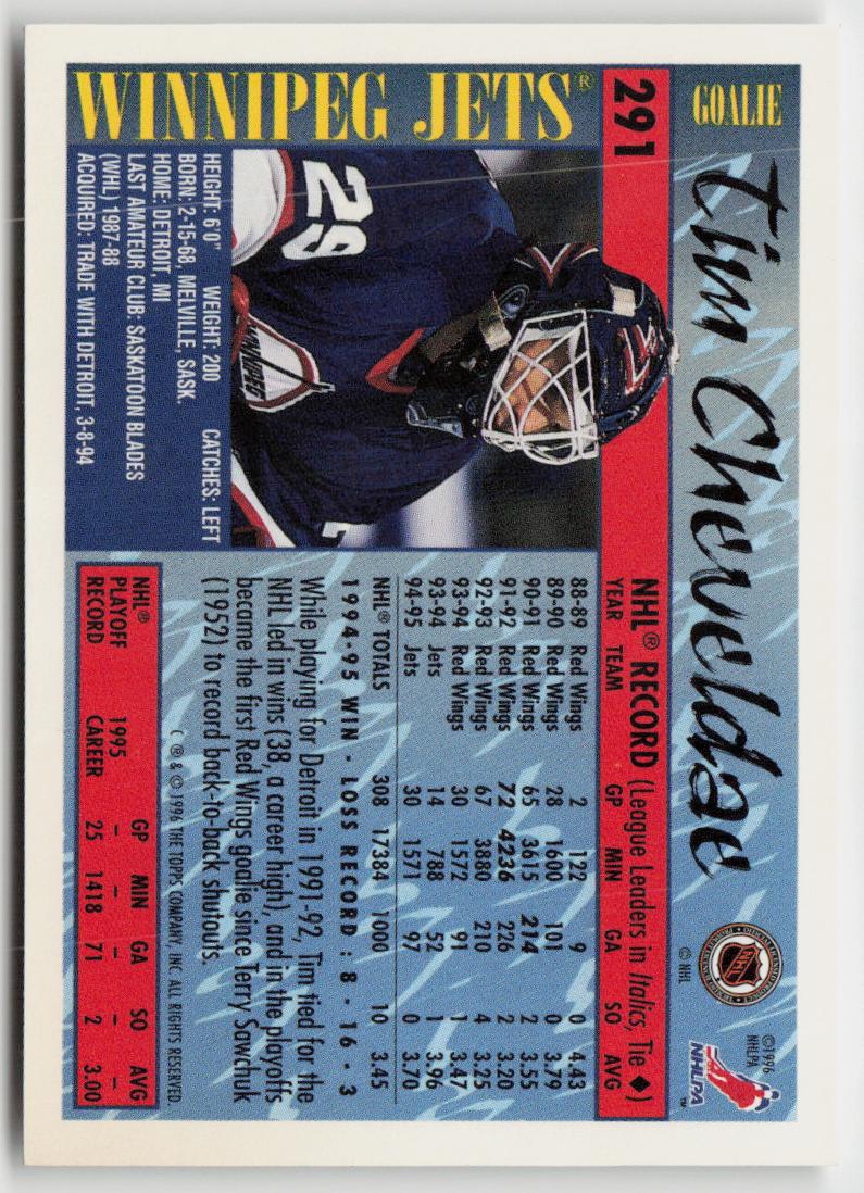 1995-96 Topps #291 Tim Cheveldae