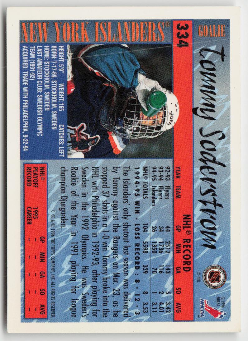 1995-96 Topps #334 Tommy Soderstrom