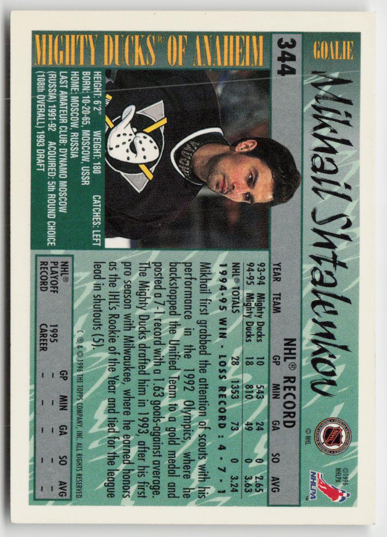 1995-96 Topps #344 Mikhail Shtalenkov