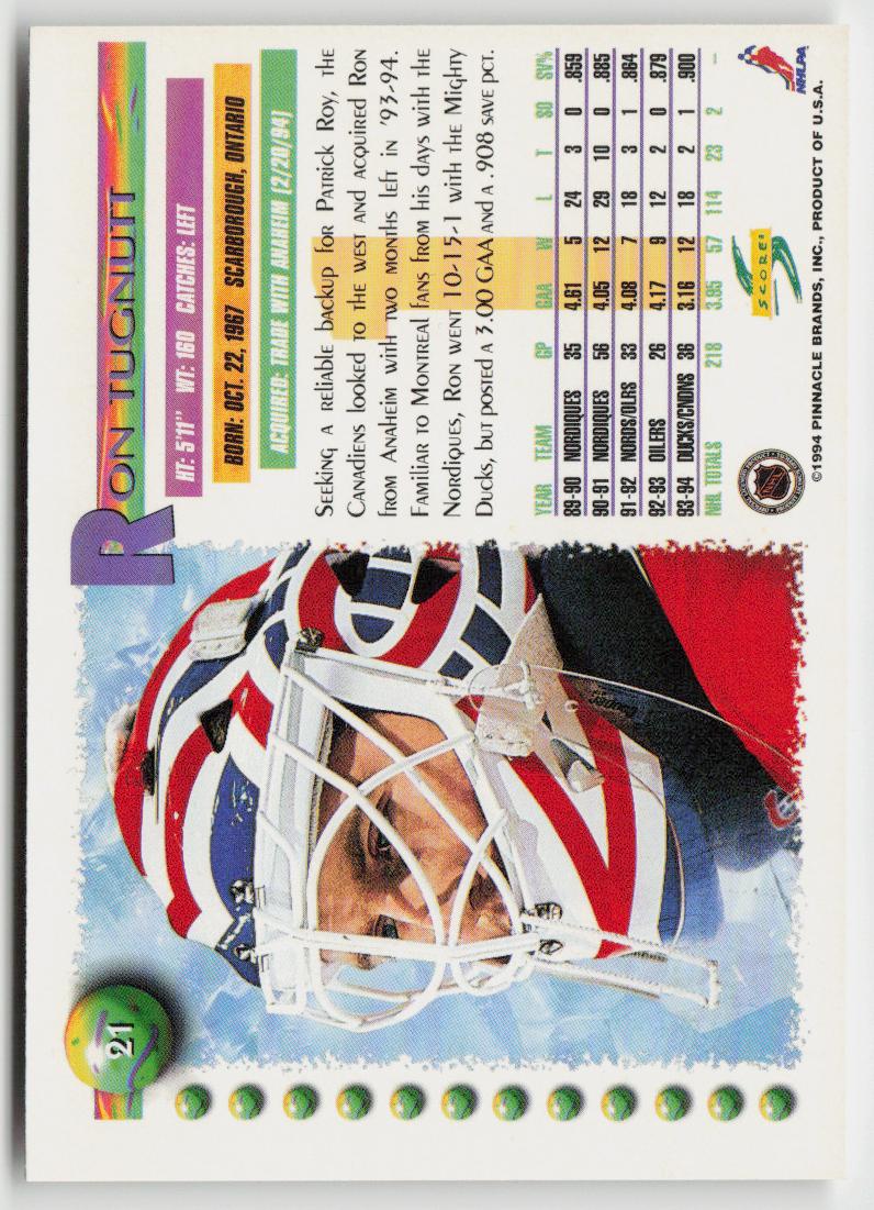 1994-95 Score #21 Ron Tugnutt