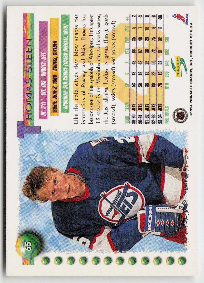 1994-95 Score #65 Thomas Steen