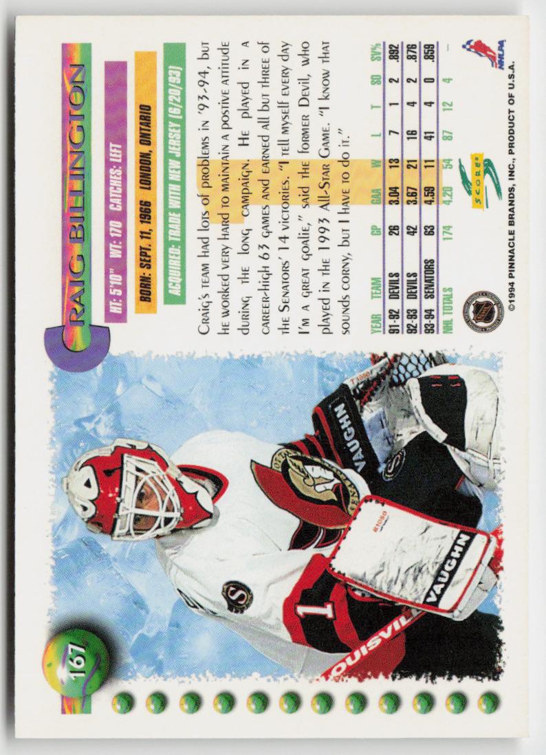 1994-95 Score #167 Craig Billington