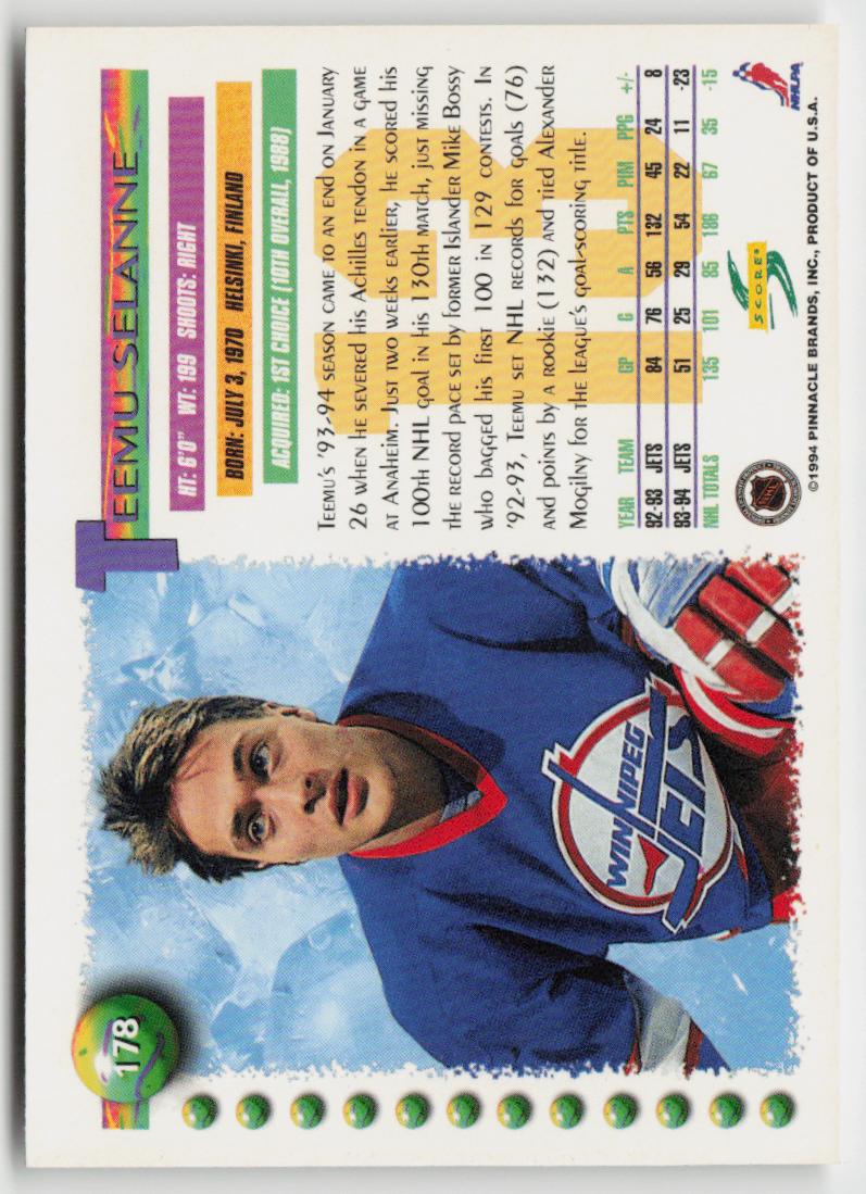 1994-95 Score #178 Teemu Selanne