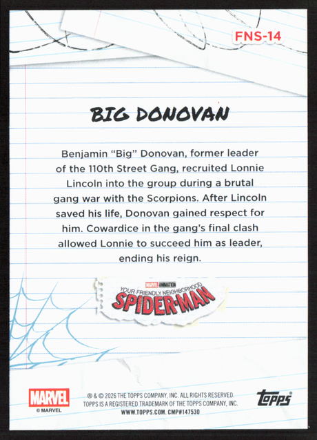 2026 Topps Neon Marvel - FNS-14 Big Donovan Friendly Neighborhood Spider-Man