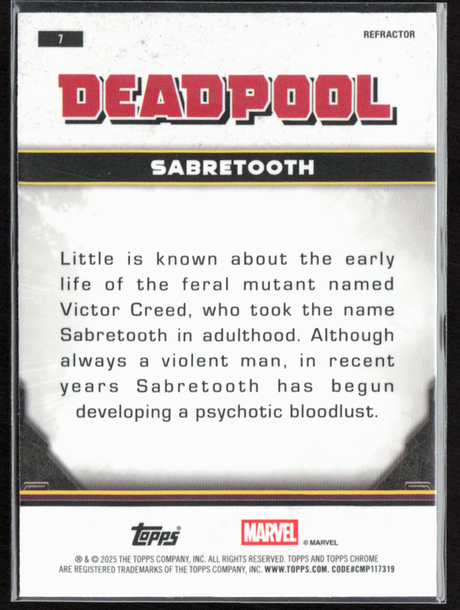 7 Sabretooth - Base - Comic Accurate Refractor