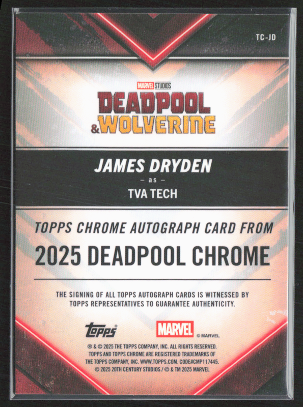 TC-JD James Dryden (TVA Tech) - Chrome Autographs Black Refractor  02/10