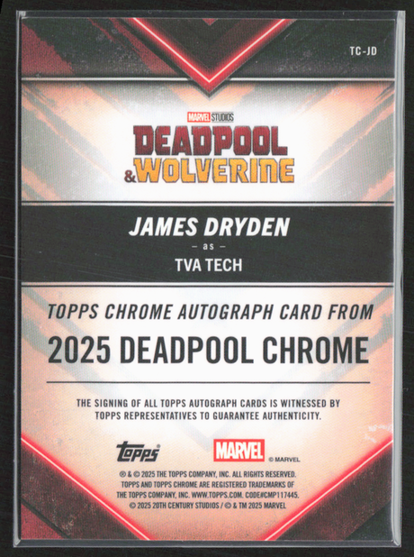 TC-JD James Dryden (TVA Tech) - Chrome Autographs Black Refractor  02/10