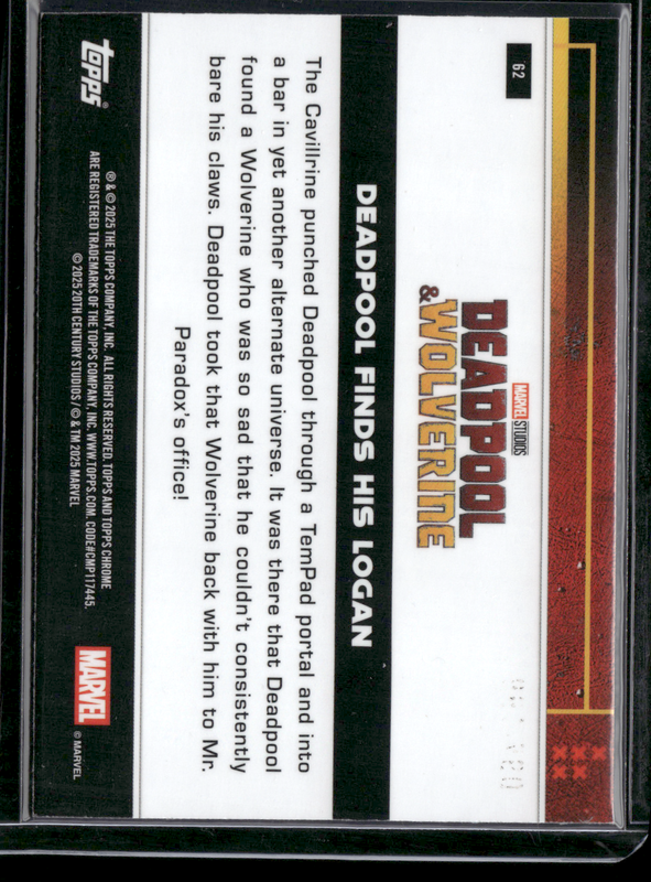 62 Deadpool Finds His Logan - Base - Multiverse And More Aqua Refractor 82/199