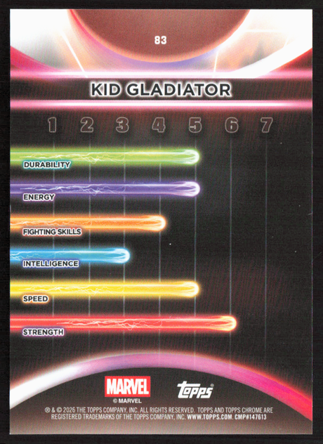 2026 Topps Neon Marvel - 83 Kid Gladiator Neon Green Refractor 78/99